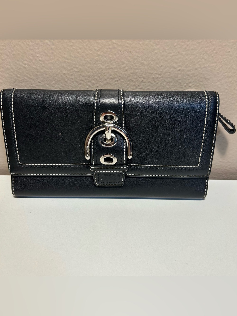 Coach black Soho Large Wallet Silver Hardware EUC Leather